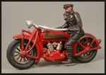 "HUBLEY INDIAN" MOTORCYCLE WITH SIDECAR AND PAIR OF COP FIGURES.