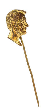 "LINCOLN DAY/THE CHICAGO EXAMINER" NEWSPAPER ISSUED FIGURAL STICKPIN.