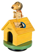 "SNOOPY" WWI FLYING ACE WOODEN FIGURAL MUSIC BOX.