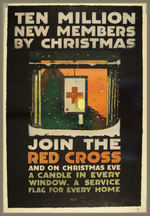 WORLD WAR I "TEN MILLION NEW MEMBERS BY CHRISTMAS" RED CROSS POSTER.