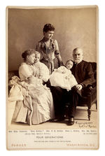 BENJAMIN HARRISON'S "FOUR GENERATIONS" CABINET PHOTO WITH BABY McKEE.