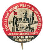 COMMUNIST PARTY USA BUTTON DEPICTING LENIN.