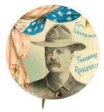 TR AS ROUGH RIDER LARGE VARIETY 1898 NY GOVERNOR BUTTON.