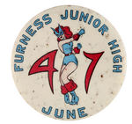 BLACK CAT FROM SPEED COMICS PICTURED ON 1947 PHILADELPHIA SCHOOL BUTTON.