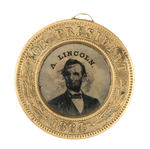 LINCOLN/JOHNSON 1864 FERROTYPE WITH TOP LOOP DE WITT/SULLIVAN 1864-97.