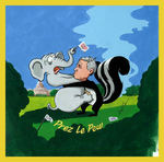 "PREZ LE PEW - W AS PEPE LE PEW" ORIGINAL ART FOR 2006 BRIAN CAMPBELL LIMITED EDITION BUTTON