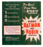 BATMAN “FACT TOOTHPASTE” WITH BATMAN POSTER MAIL WAY OFFER.