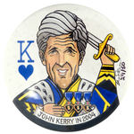 JOHN KERRY 2004 CAMPAIGN BUTTON WITH KING OF HEARTS DESIGN BY BRIAN CAMPBELL.