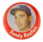 "SANDY KOUFAX" 3.5" COLOR PORTRAIT BUTTON.