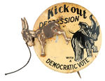 "KICK OUT DEPRESSION WITH A DEMOCRATIC VOTE" 1932 MECHANICAL PIN-BACK.