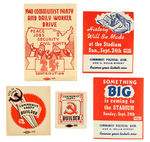 COMMUNIST PARTY FIVE POSTER STAMPS CIRCA 1940.