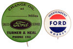 RARE "FORD" PAIR  OF BUTTONS BUT DAMAGED.