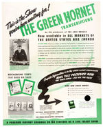 "THE GREEN HORNET" 1939 RADIO SHOW UNUSED PROMOTIONAL KIT.