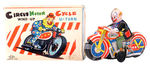 "CIRCUS MOTORCYCLE U-TURN WIND-UP."