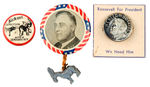 FDR THREE ITEMS FROM 1932 INCLUDING CARTOON "KICK OUT DEPRESSION WITH A DEMOCRATIC VOTE."