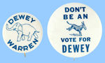 DEWEY CARTOON REBUS AND CARTOON NAME BUTTON.