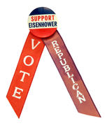 "SUPPORT EISENHOWER" WITH ORIGINAL "VOTE REPUBLICAN" PAIR OF RIBBONS.