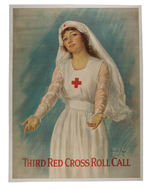 "THIRD RED CROSS ROLL CALL" LINEN-MOUNTED POSTER BY HASKELL COFFIN.