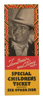 "TOM MIX AND TONY SPECIAL CHILDREN'S TICKET" FOR SAM B. DILL'S CIRCUS UNUSED.