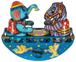 ELEPHANT AND ZEBRA PLAYING DRUM SEESAW WIND-UP.