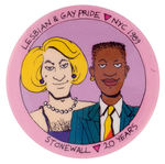 STONEWALL 20TH ANNIVERSARY BUTTON WITH DESIGN BY ALLISON BECHDEL.