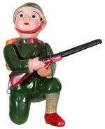 LARGE AND IMPRESSIVE JAPANESE SOLDIER WITH RIFLE CELLULOID WIND-UP.