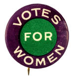 "VOTES FOR WOMEN" RARE BUTTON WITH CONNECTICUT BACKPAPER.