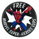 SPIDER-MAN WITH 1986 "MCG" COPYRIGHT PROMOTES "FREE MARVEL SUPER-HEROES CUPS."