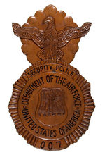 AIR FORCE/POLICE FORCE CARVED WOOD SIGN.