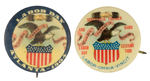 “LABOR DAY” PAIR OF EARLY CHOICE COLOR BUTTONS.