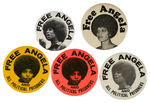 “FREE ANGELA” DAVIS FIVE BUTTONS CIRCA 1971.