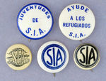 SPANISH CIVIL WAR FIVE ANTI-FASCIST "S.I.A." BUTTONS.