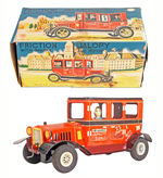 "LINE MAR FRICTION JALOPY WITH SPARKS AND MOTOR NOISE" BOXED CAR.