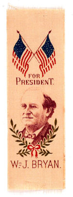 "WM. J. BRYAN FOR PRESIDENT" COLORFUL RIBBON.