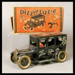 "DIZZIE LIZZIE" BOXED WIND-UP CAR BY STRAUSS.