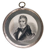 "GENERAL W.H. HARRISON" RARE PEWTER RIM MIRROR.