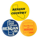 REAGAN 1980 BUTTONS FOR CALIFORNIA, DELAWARE, NEW MEXICO.