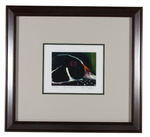 GARY BURGHOFF SIGNED "EYE TO EYE I" FRAMED WOOD DUCK LITHOGRAPH.