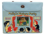 “POLLY’S PICTURE PARTY” RARE VINYL LUNCH BOX WITH FLICKER/FLASHER FEATURE.