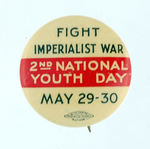 COMMUNIST "SECOND NATIONAL YOUTH DAY" BUTTON.