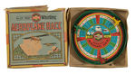 "WHIRLING AEROPLANE RACE" MECHANICAL TIN TOY BOXED.