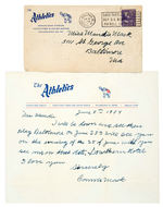 CONNIE MACK 1954 HAND-WRITTEN AND SIGNED LETTER WITH ORIGINAL ENVELOPE.