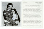 JOHNNY AND JUNE CARTER CASH AUTOGRAPHED PHOTO WITH PRESS RELEASE.