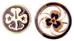 GIRL SCOUT TWO ENAMEL AND BRASS PINS.