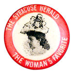 "WOMAN'S FAVORITE" C. 1896 NEWSPAPER LAPEL STUD.