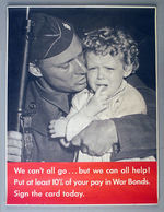 "WAR BONDS" POSTER WITH SOLDIER AND CRYING CHILD.