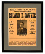 MASSACHUSETTS SOCIALIST GOVERNOR 1912 CANDIDATE APPEARANCE POSTER FRAMED.