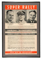 MacARTHUR/GERALD L. K. SMITH/TENNEY RARE 1948 CHRISTIAN NATIONALIST PARTY "SUPER RALLY."