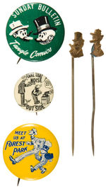 MUTT AND JEFF STICKPINS AND PIN-BACK BUTTONS.