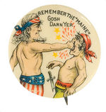 SPANISH AMERICAN WAR 1898 CLASSIC UNCLE SAM CARTOON BUTTON.